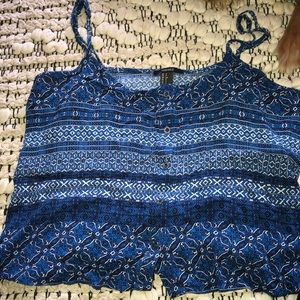 Flower blue crop top